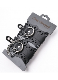 Ажурные наручники из черной кожи - Crazy Handmade - купить с доставкой в Серпухове