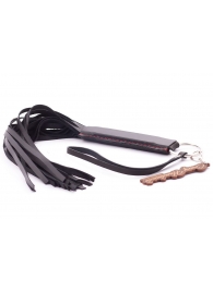 Черная кожаная плеть с удобной ручкой - 50 см. - Crazy Handmade - купить с доставкой в Серпухове