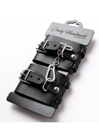 Черные кожаные наручники с ремешками - Crazy Handmade - купить с доставкой в Серпухове