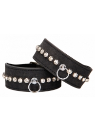 Черные наручники Diamond Studded Wrist Cuffs - Shots Media BV - купить с доставкой в Серпухове