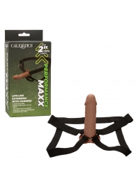 Коричневый фаллопротез Life-Like Extension with Harness - 17,75 см. - California Exotic Novelties - купить с доставкой в Серпухове