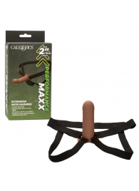 Коричневый фаллопротез из силикона Extension with Harness - 15,75 см. - California Exotic Novelties - купить с доставкой в Серпухове