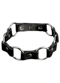 Кожаный черный ошейник с кольцами - Sitabella - купить с доставкой в Серпухове