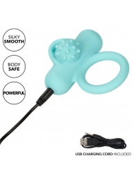 Аквамариновое эрекционное виброкольцо Silicone Rechargeable Nubby Lover’s Delight - California Exotic Novelties - в Серпухове купить с доставкой