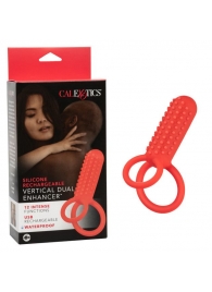 Красное эрекционное кольцо Silicone Rechargeable Vertical Dual Enhancer - California Exotic Novelties - в Серпухове купить с доставкой