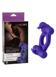 Фиолетовое эрекционное виброкольцо с двумя моторами Silicone Rechargeable Triple Orgasm Enhancer - California Exotic Novelties - в Серпухове купить с доставкой