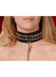 Чёрный ошейник с цепочками и поводком - Sitabella - купить с доставкой в Серпухове