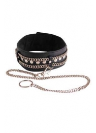 Чёрный ошейник с цепочками и поводком - Sitabella - купить с доставкой в Серпухове