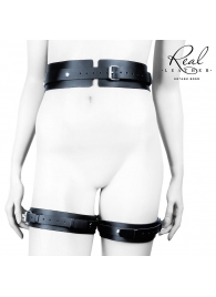 Черный кожаный пояс с гартерами - S-M - Notabu - купить с доставкой в Серпухове