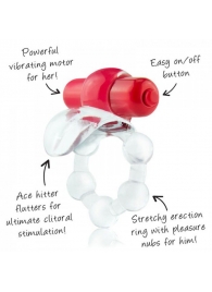 Виброкольцо с язычком и красным виброэлементом Overtime - Screaming O - в Серпухове купить с доставкой