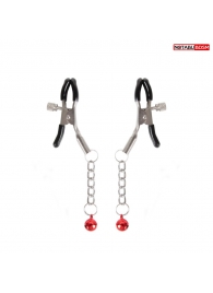 Серебристые зажимы на соски с шариками на цепочках - Notabu - купить с доставкой в Серпухове