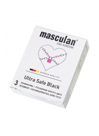 Ультрапрочные презервативы Masculan Ultra Safe Black - 3 шт. - Masculan - купить с доставкой в Серпухове