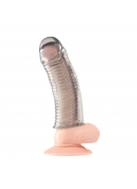 Текстурированная насадка на пенис Clear Textured Penis Enhancing Sleeve Extension - 16,5 см. - BlueLine - в Серпухове купить с доставкой