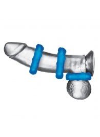 Комплект из трех голубых эрекционных колец 3-Pack Ribbed Rider Cock Ring Set - BlueLine - в Серпухове купить с доставкой