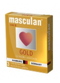 Презервативы Masculan Ultra Gold с золотым напылением и ароматом ванили - 3 шт. - Masculan - купить с доставкой в Серпухове