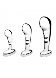 Набор из 3 стальных стимуляторов простаты Stainless Steel P-spot Training Set - b-Vibe - в Серпухове купить с доставкой