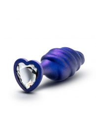 Фиолетовая анальная пробка с кристаллом-сердцем Matrix Bumped Bling Plug - 11,4 см. - Blush Novelties