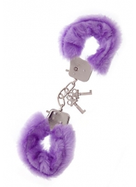 Фиолетовые меховые наручники METAL HANDCUFF WITH PLUSH LAVENDER - Dream Toys - купить с доставкой в Серпухове