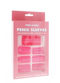 Набор из 7 розовых насадок на пенис ONE-A-DAY PENIS SLEEVES PINK - Seven Creations - в Серпухове купить с доставкой