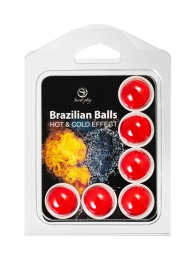 Набор из 6 шариков с массажным маслом Brazilian Balls с охлаждающим и разогревающим эффектом - Secret Play - купить с доставкой в Серпухове