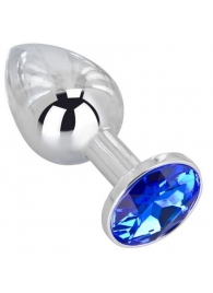 Анальное украшение BUTT PLUG  Small с синим кристаллом - 7 см. - Anal Jewelry Plug - купить с доставкой в Серпухове