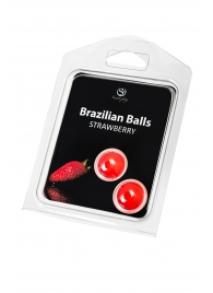 Набор из 2 шариков с массажным маслом Brazilian Balls с ароматом клубники - Secret Play - купить с доставкой в Серпухове