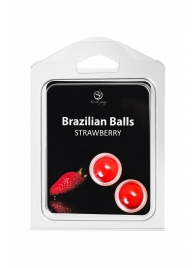 Набор из 2 шариков с массажным маслом Brazilian Balls с ароматом клубники - Secret Play - купить с доставкой в Серпухове