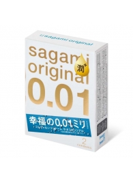 Увлажнённые презервативы Sagami Original 0.01 Extra Lub - 2 шт. - Sagami - купить с доставкой в Серпухове