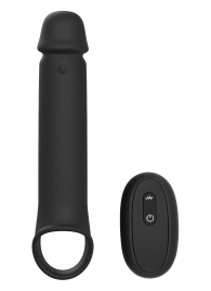 Черная насадка-удлинитель с вибрацией Vibrating Extender With Remote - Dream Toys - в Серпухове купить с доставкой