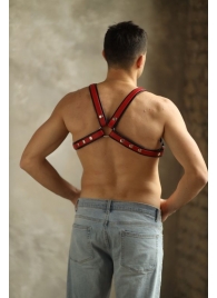 Черно-красная мужская портупея Black-Red - БДСМ Арсенал - купить с доставкой в Серпухове