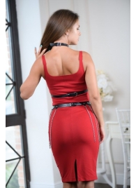 Черно-серебристая портупея-юбка plus size с цепочками - БДСМ Арсенал - купить с доставкой в Серпухове