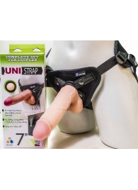 Страпон-унисекс с двумя насадками UNI strap 7  Harness - 19 и 16 см. - LOVETOY (А-Полимер) - купить с доставкой в Серпухове