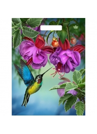 Пакет с принтом в виде колибри в цветах с вырубной ручкой (31х40 см) - Сима-Ленд - купить с доставкой в Серпухове