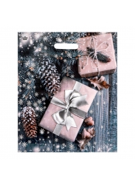 Новогодний пакет с принтом в виде подарков и вырубной ручкой (45х38 см) - Сима-Ленд - купить с доставкой в Серпухове