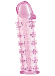 Розовая насадка на пенис с шипами - 12,5 см. - A-toys - в Серпухове купить с доставкой