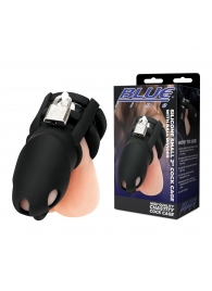 Черная клетка для пениса Silicone Small 2 in Cock Cage With Ball Divider - BlueLine - купить с доставкой в Серпухове
