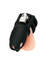 Черная клетка для пениса Silicone Small 2 in Cock Cage With Ball Divider - BlueLine - купить с доставкой в Серпухове