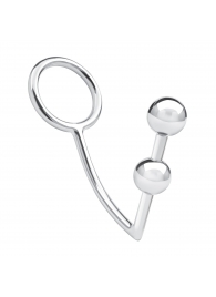 Кольцо на пенис с анальным стимулятором Two Bead Stainless Steel Anal Hook   Cock Ring - BlueLine - в Серпухове купить с доставкой