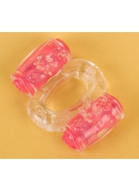 Прозрачное виброкольцо с двумя вибропульками - Toyfa Basic - в Серпухове купить с доставкой