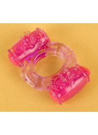 Фиолетовое виброкольцо с двумя вибропульками - Toyfa Basic - в Серпухове купить с доставкой