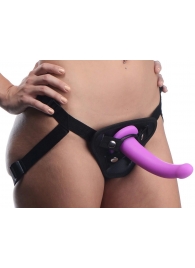 Лиловый поясной страпон Navigator Silicone G-Spot Dildo with Harness - 17,8 см. - XR Brands - купить с доставкой в Серпухове