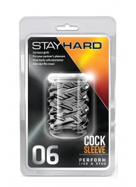 Прозрачная насадка с объёмными чёрточками STAY HARD COCK SLEEVE 06 CLEAR - Blush Novelties - в Серпухове купить с доставкой