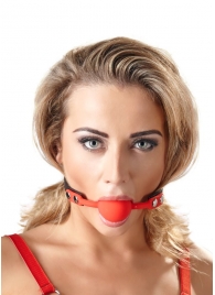 Силиконовый кляп-шар на чёрных ремешках Red Gag silicone - Orion - купить с доставкой в Серпухове