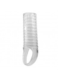 Прозрачная насадка на пенис с ребрышками и подхватом мошонки - Baile - в Серпухове купить с доставкой
