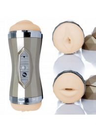 Двусторонний мастурбатор с вибрацией Double Delight - вагина и ротик - Boys of Toys - в Серпухове купить с доставкой