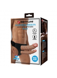 Темно-бежевый фаллопротез для двойного проникновения - 17,5 см. - Baile - купить с доставкой в Серпухове