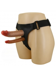 Темно-бежевый фаллопротез для двойного проникновения - 17,5 см. - Baile - купить с доставкой в Серпухове