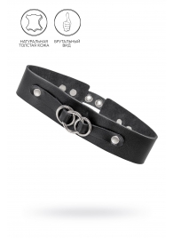 Черный чокер-ошейник со связанными кольцами на подложке - Pecado - купить с доставкой в Серпухове