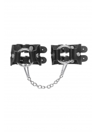Черные кожаные наручники-браслеты из двух ремешков - Pecado - купить с доставкой в Серпухове