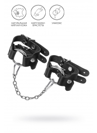 Черные кожаные наручники-браслеты из двух ремешков - Pecado - купить с доставкой в Серпухове